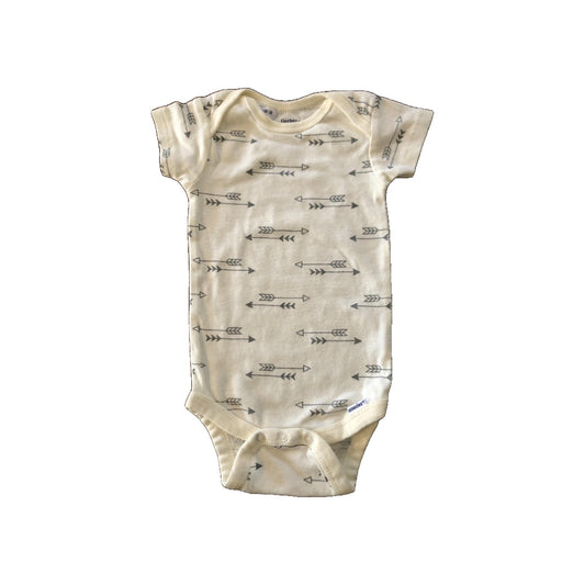 Gerber Childrenswear Unisex Grey | White Onesie Size: 3-6 months Grey | White