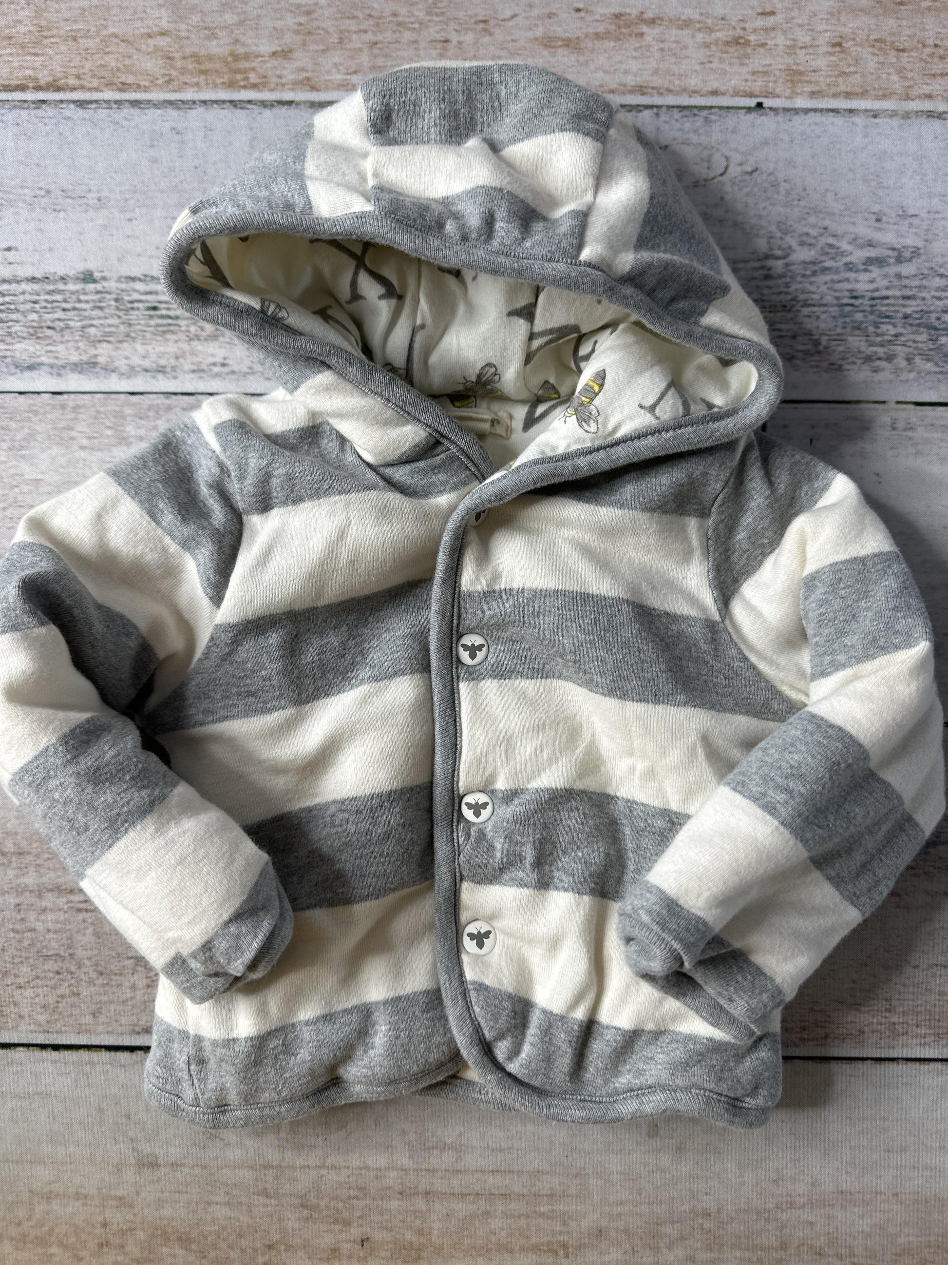 Burt's Bees Unisex Grey | White Hoodie Size: 3-6 months Grey | White