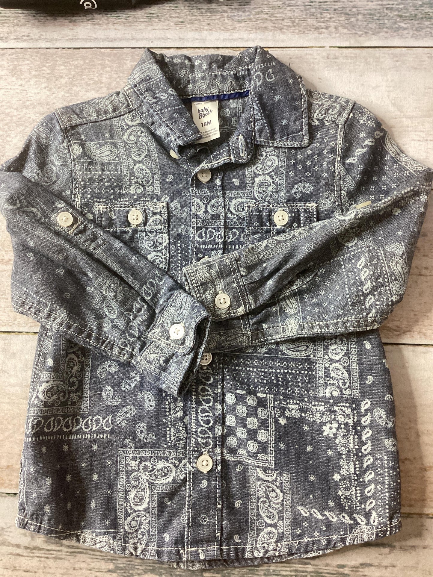 Baby sprouts Boys Grey | White Long Sleeve T-Shirt Size: 18 months Grey | White