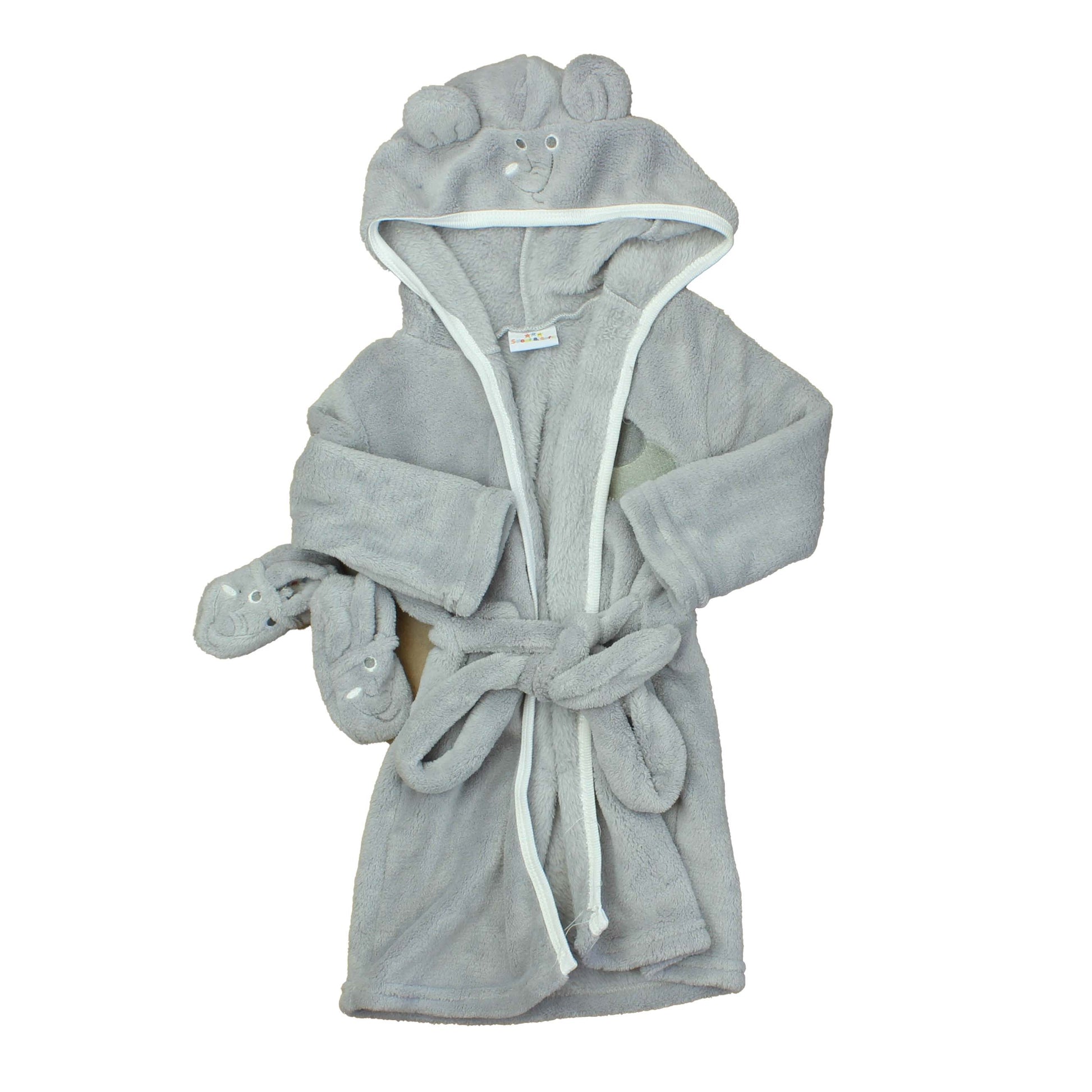 Sweet & Soft Boys Grey | White Bathrobe Size: 6-9 Months Grey | White