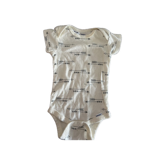 Gerber Childrenswear Unisex Grey | White Onesie Size: 3-6 months Grey | White