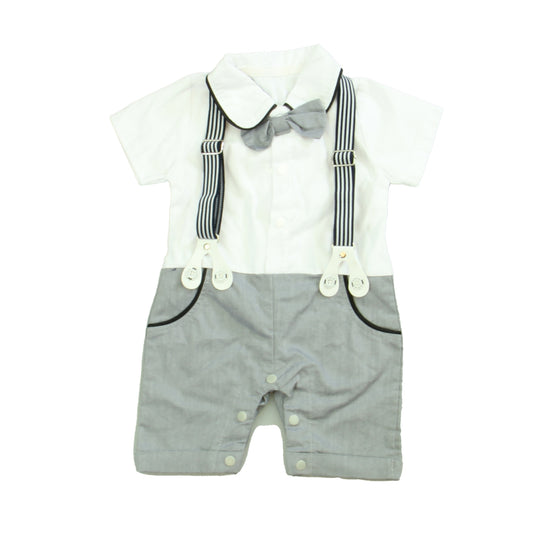 Unknown Brand Boys Grey | White Romper Size: 6 Months Grey | White