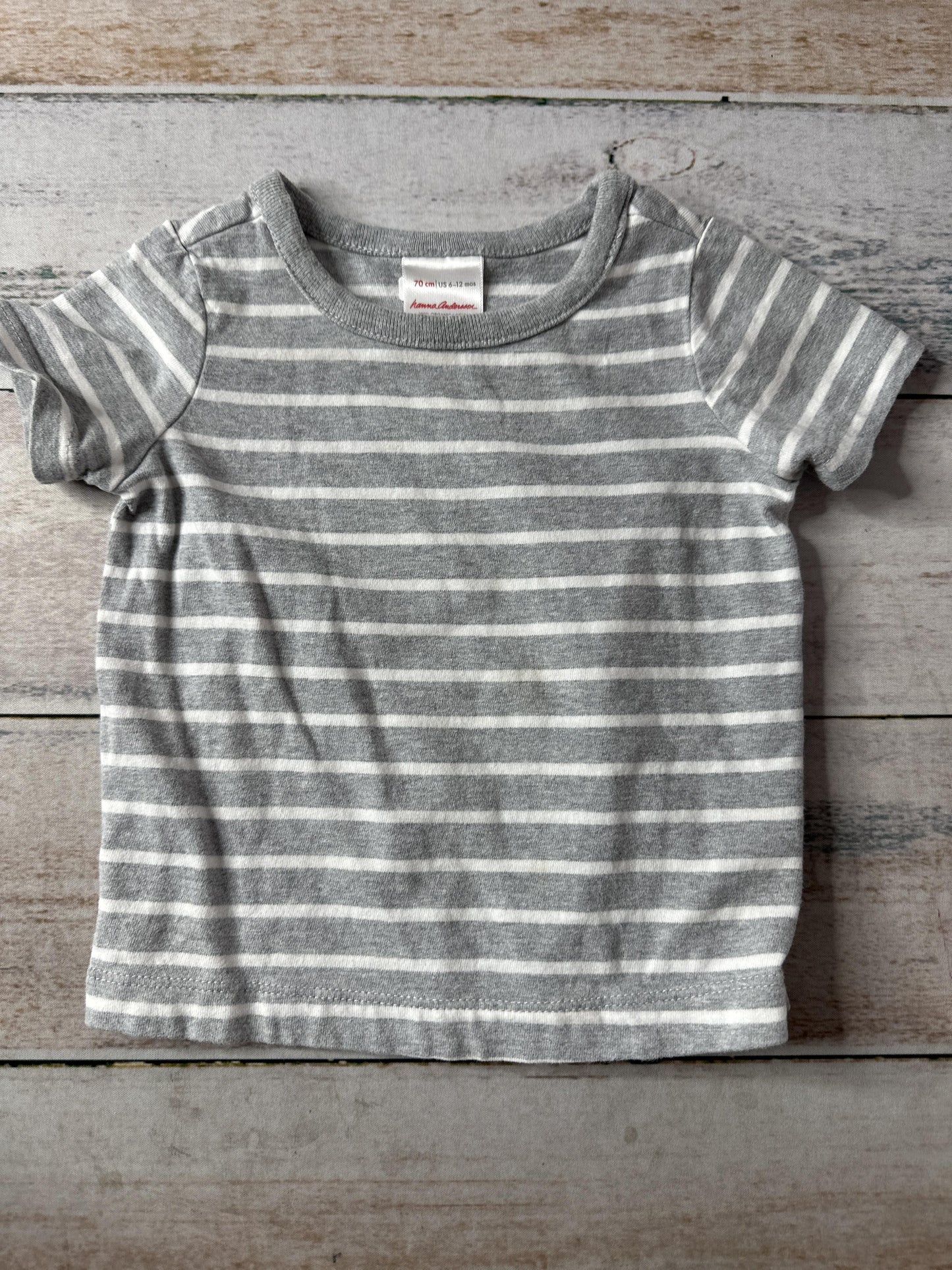 Hanna Andersson Unisex Grey | White T-Shirt Size: 6-12 months Grey | White