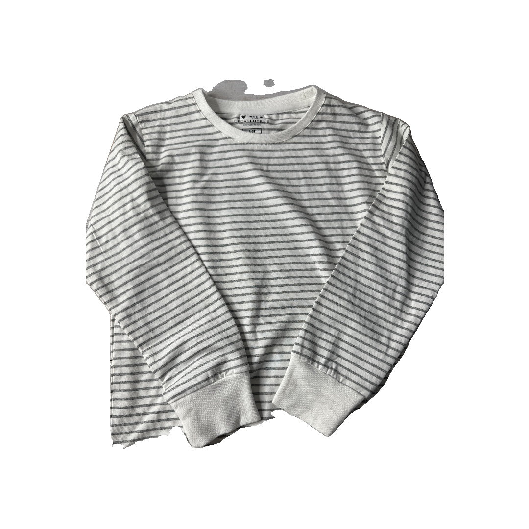 Orcas Lucille Girls Grey | White Long Sleeve T-Shirt Size: 4T Grey | White