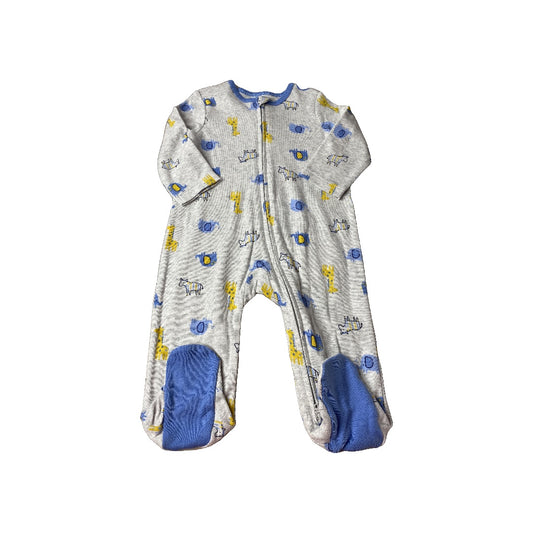 Little Me Unisex Grey | Yellow | Blue | animals Pajamas Size: 9 months Grey | Yellow | Blue | animals