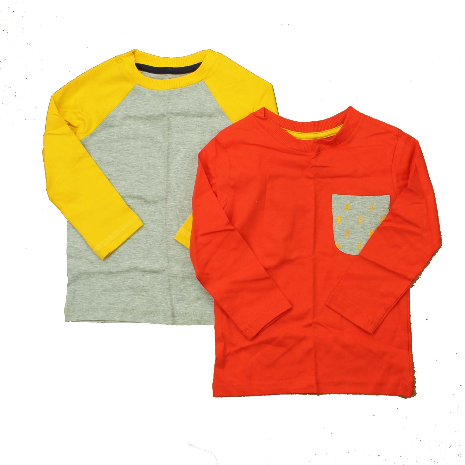 Mightly Boys Grey | Yellow | Orange Long Sleeve T-Shirt Size: 2-5T Grey | Yellow | Orange