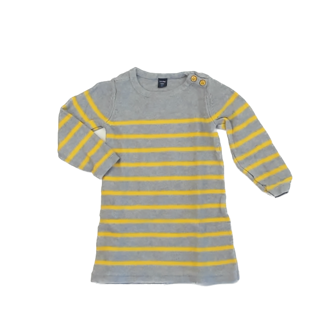 Gap Girls Grey | Yellow Stripe Sweater Dress Size: 3T Grey | Yellow Stripe