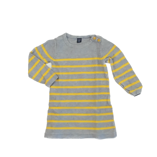 Gap Girls Grey | Yellow Stripe Sweater Dress Size: 3T Grey | Yellow Stripe