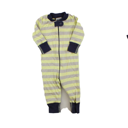 Hanna Andersson Boys Grey | Yellow | Stripes 1-piece Non-footed Pajamas Size: 6-9 Months Grey | Yellow | Stripes