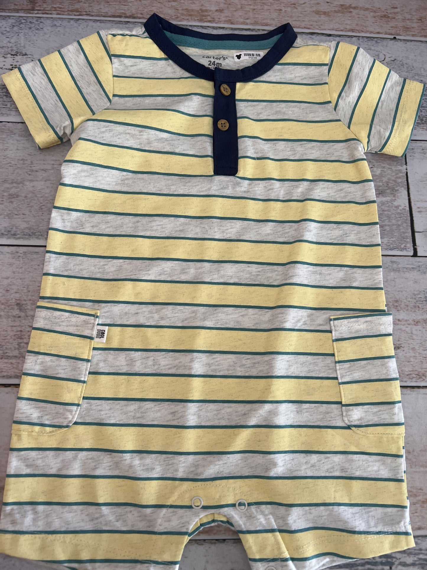 Carters Boys Grey | Yellow Romper Size: 24 months Grey | Yellow
