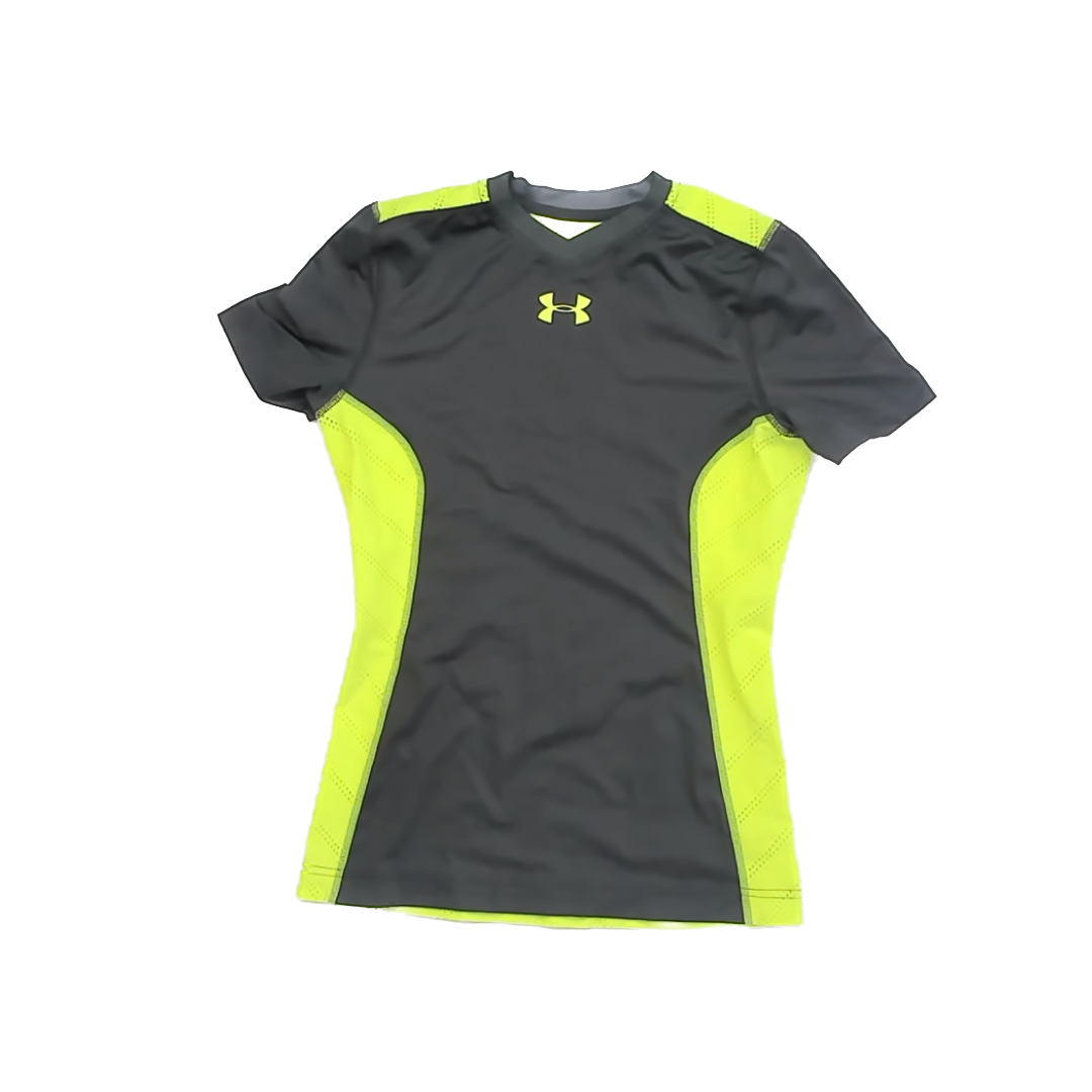 Under Armour Boys Grey | Yellow Athletic Top Size: YLG (14-16 Years) Grey | Yellow