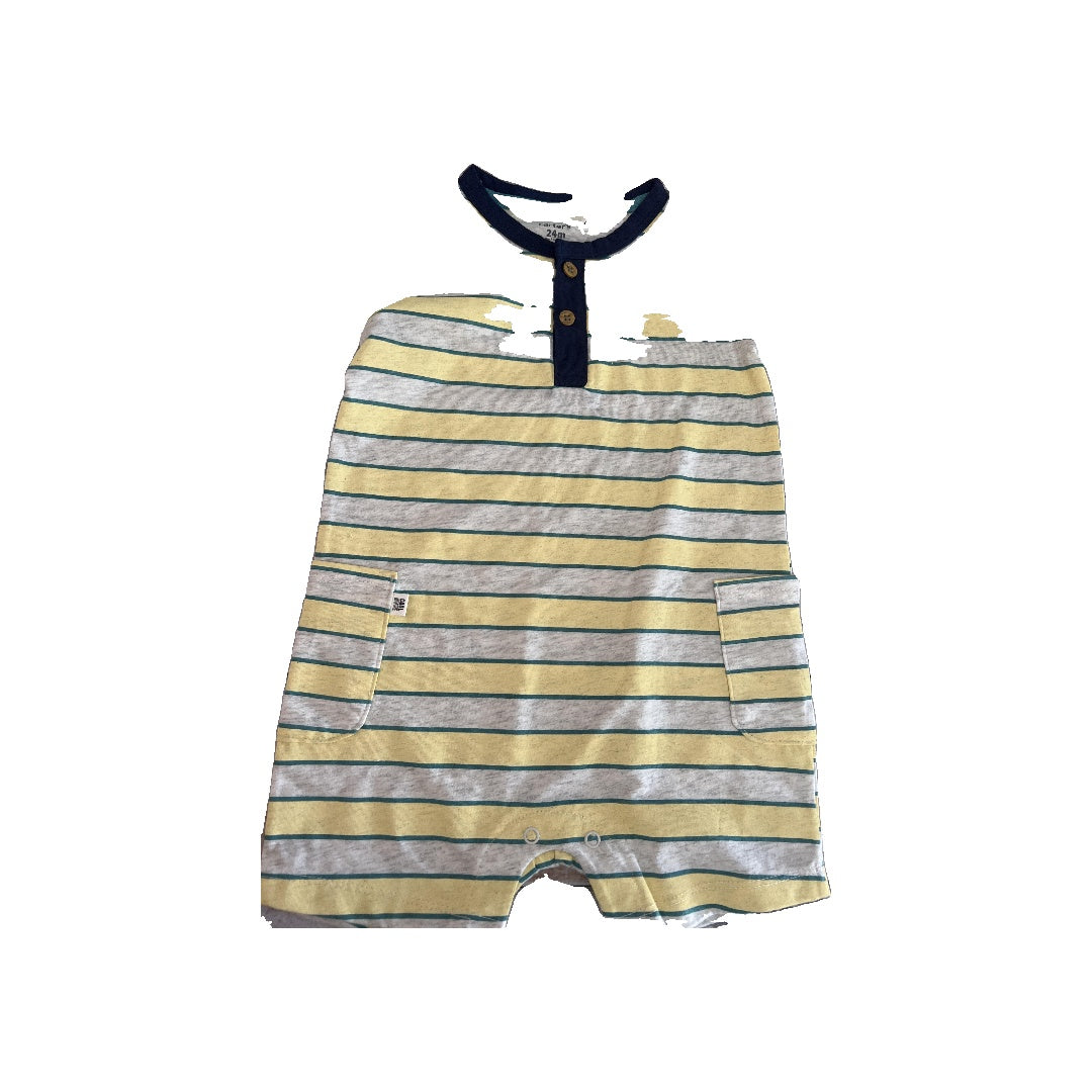 Carters Boys Grey | Yellow Romper Size: 24 months Grey | Yellow