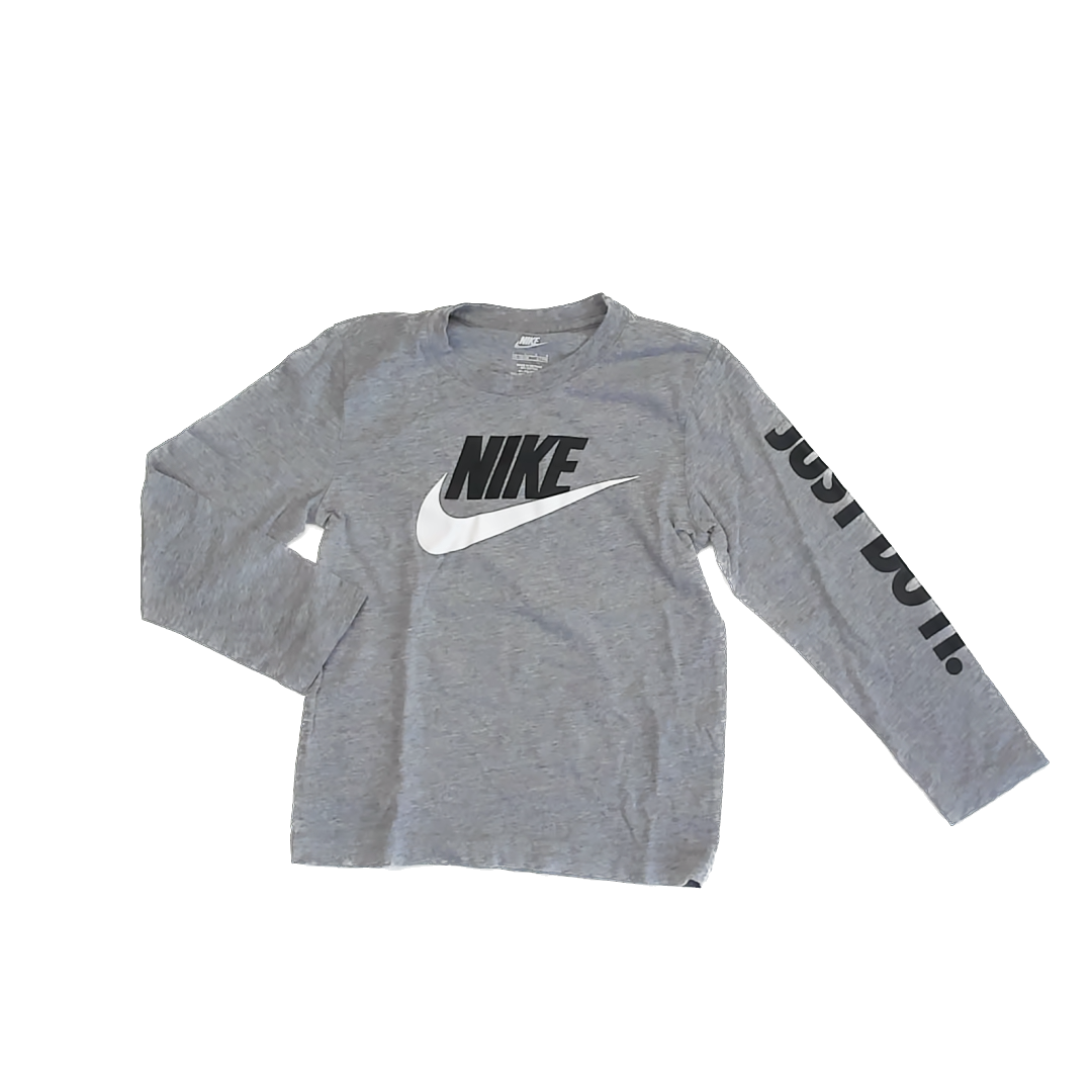 Nike Boys Grey Long Sleeve T-Shirt Size: 7 Grey