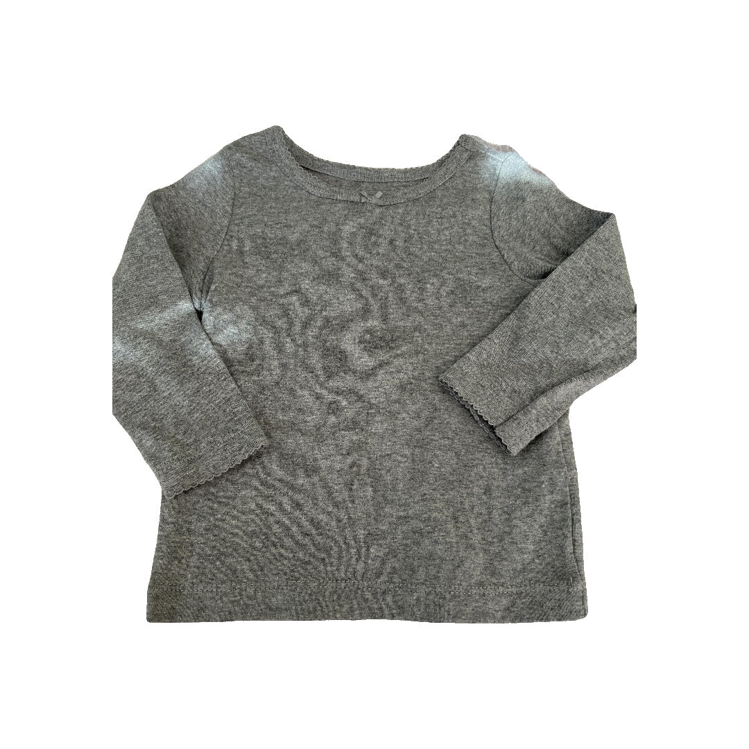 Girls Grey Long Sleeve T-Shirt Size: 9 months Grey