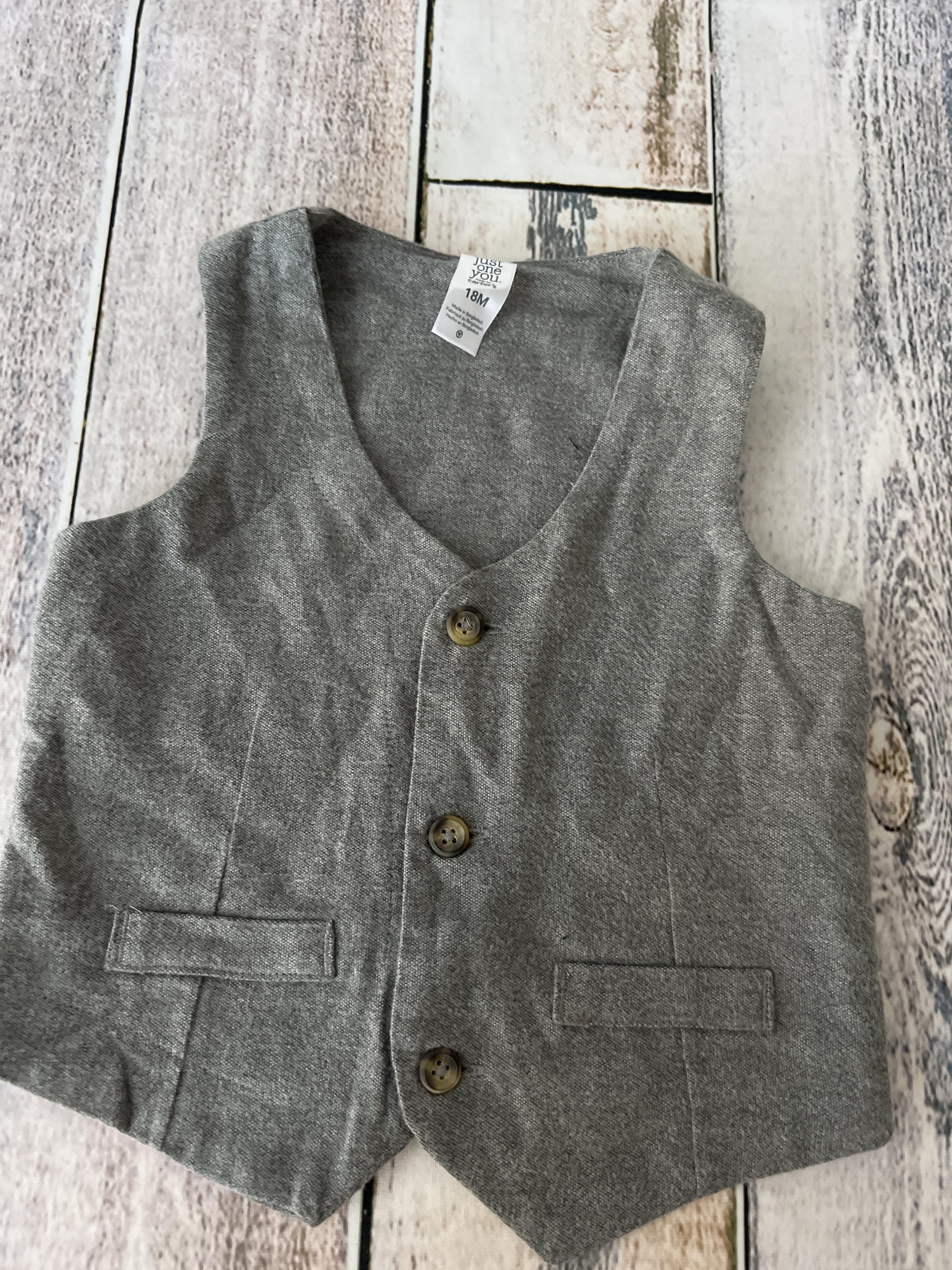 Just Born Boys Grey Vest Size: 18 months Grey