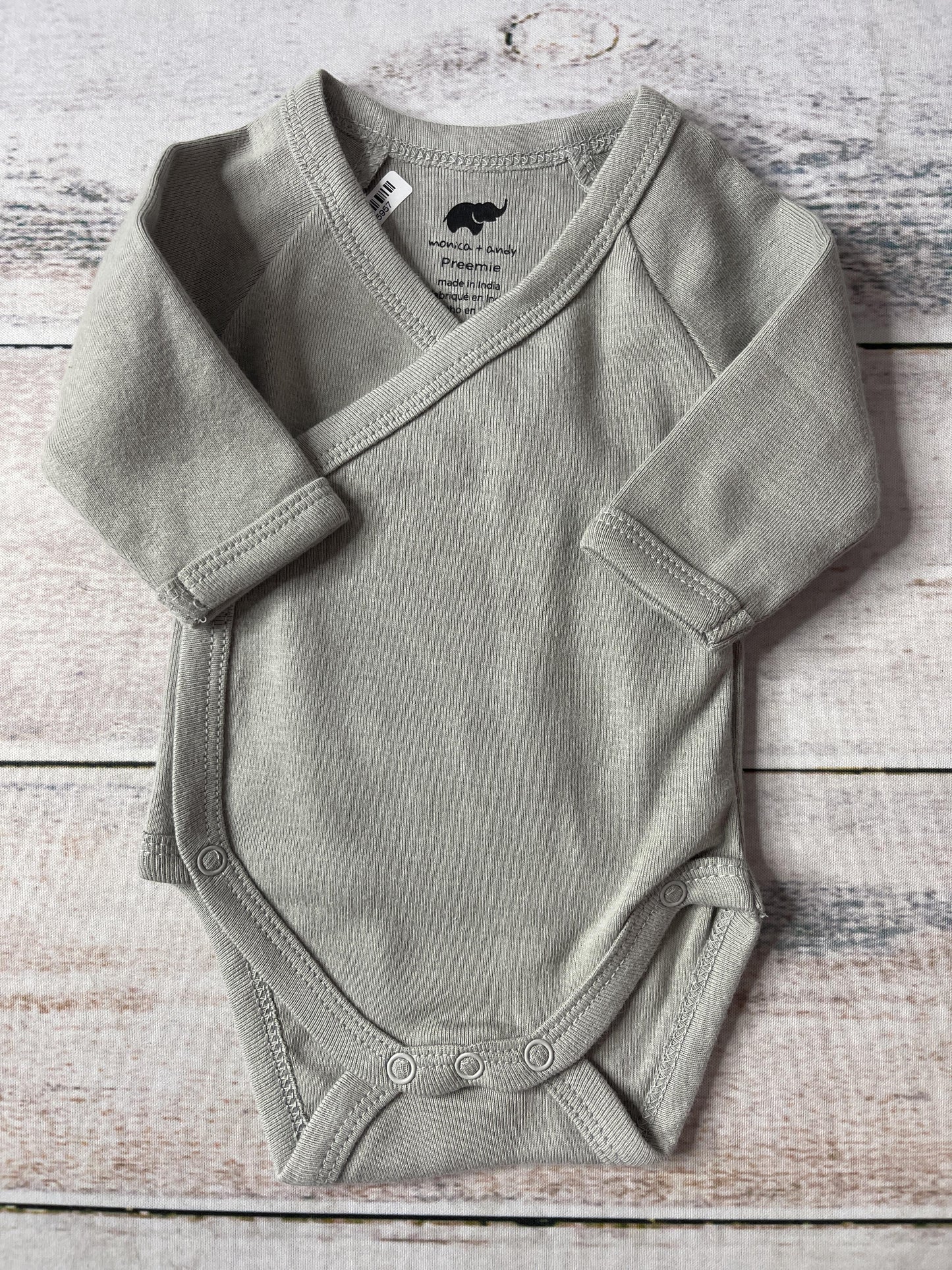 Monica + Andy Unisex Grey Onesie Size: Preemie Grey