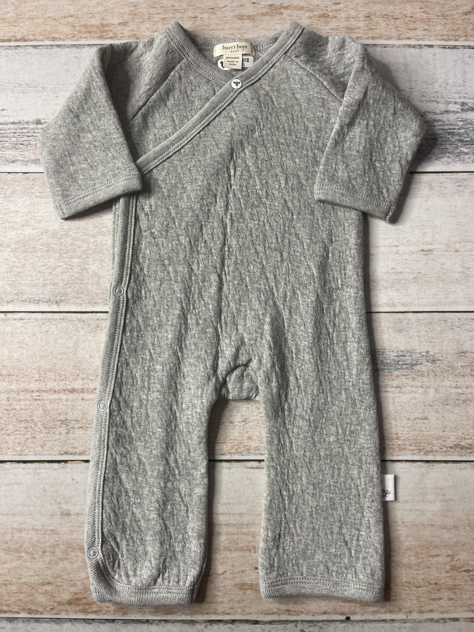 Burt's Bees Unisex Grey Long Sleeve Outfit Size: Preemie Grey