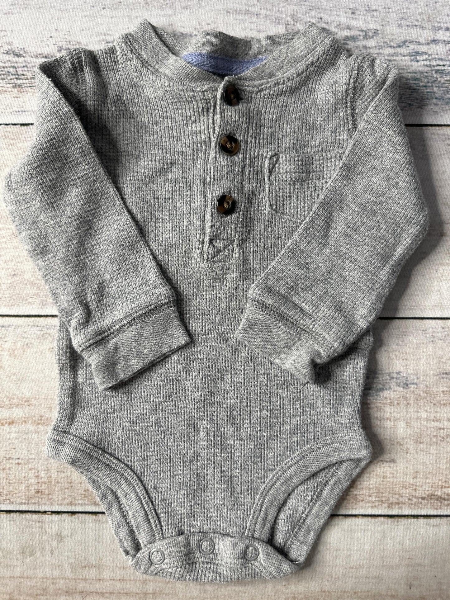 Carters Boys Grey Onesie Size: 3-6 months Grey