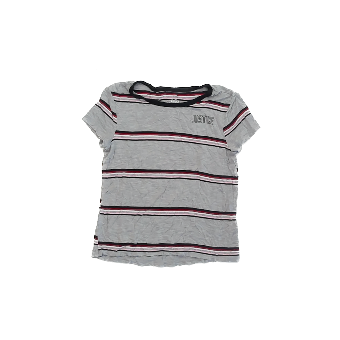 Justice Girls Grey Short Sleeve Shirt Size: 8 Years Grey
