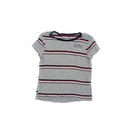 Justice Girls Grey Short Sleeve Shirt Size: 8 Years Grey