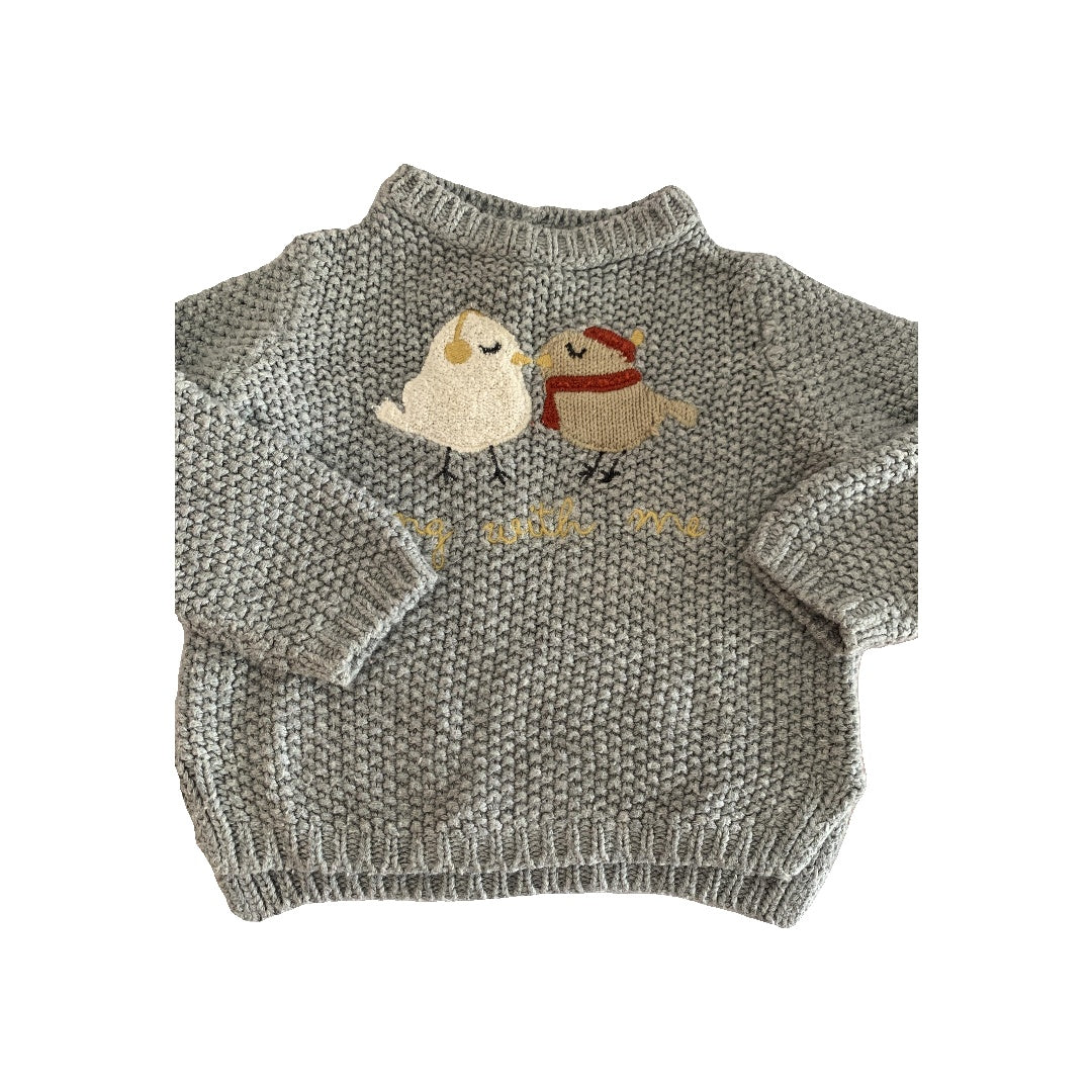 Zara Girls Grey Sweater Size: 6-9 months Grey