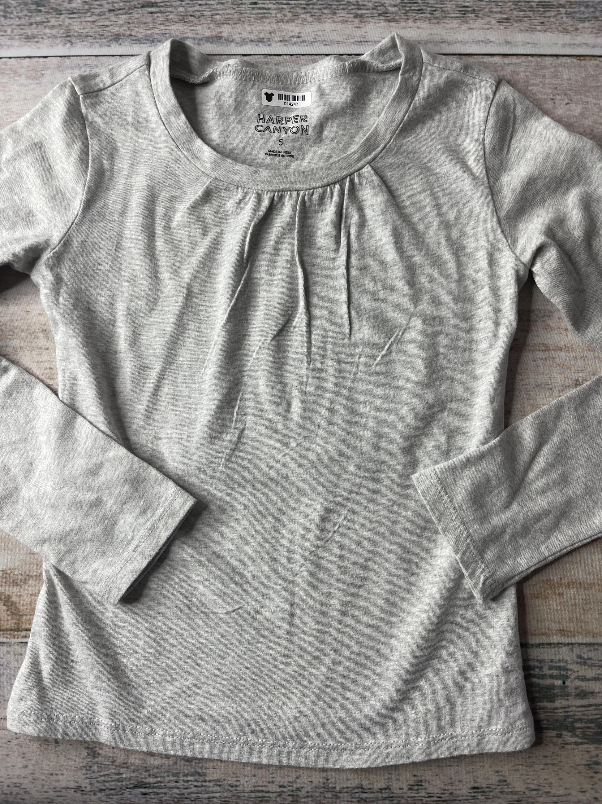 Harper Canyon Girls Grey Long Sleeve T-Shirt Size: 5 Grey