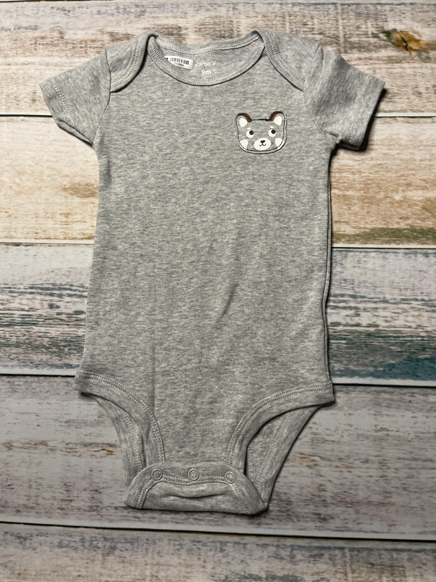 Carters Boys Grey Onesie Size: 9 months Grey