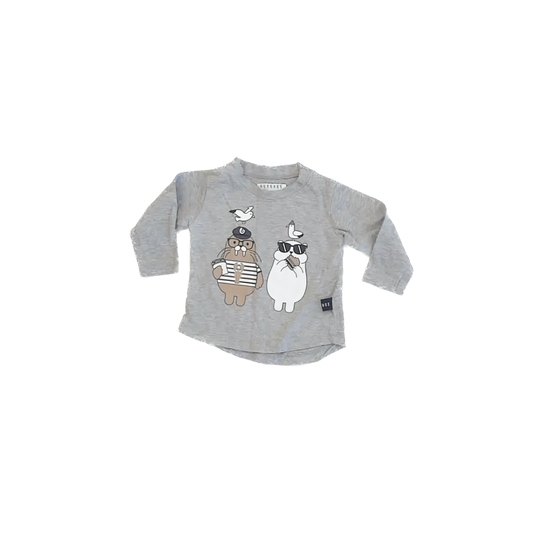 Hux Baby Boys Grey Long Sleeve T-Shirt Size: 6-12 Months Grey