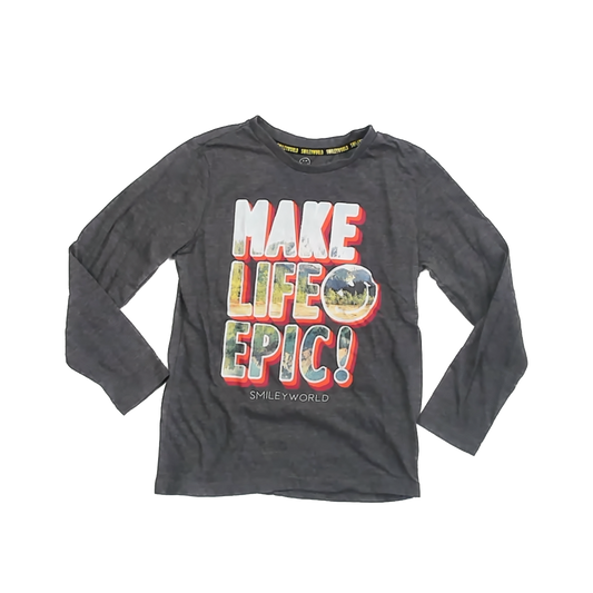 Smiley World Boys Grey Long Sleeve T-Shirt Size: 10-12 Years Grey
