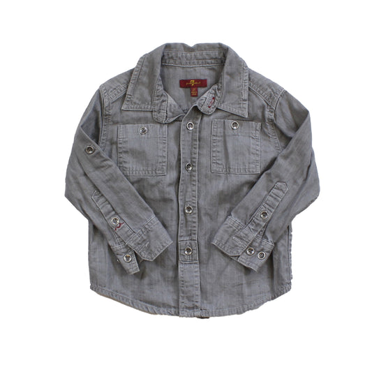 7 for all Mankind Boys Grey Button Down Long Sleeve Size: 2T