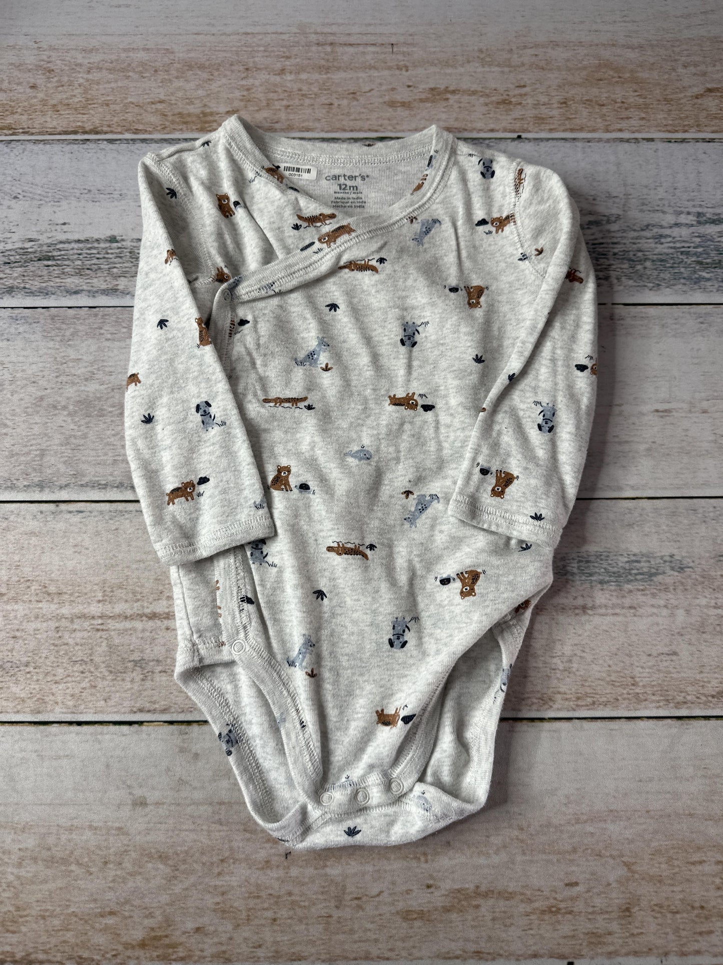 Carters Boys Grey Onesie Size: 12M Grey