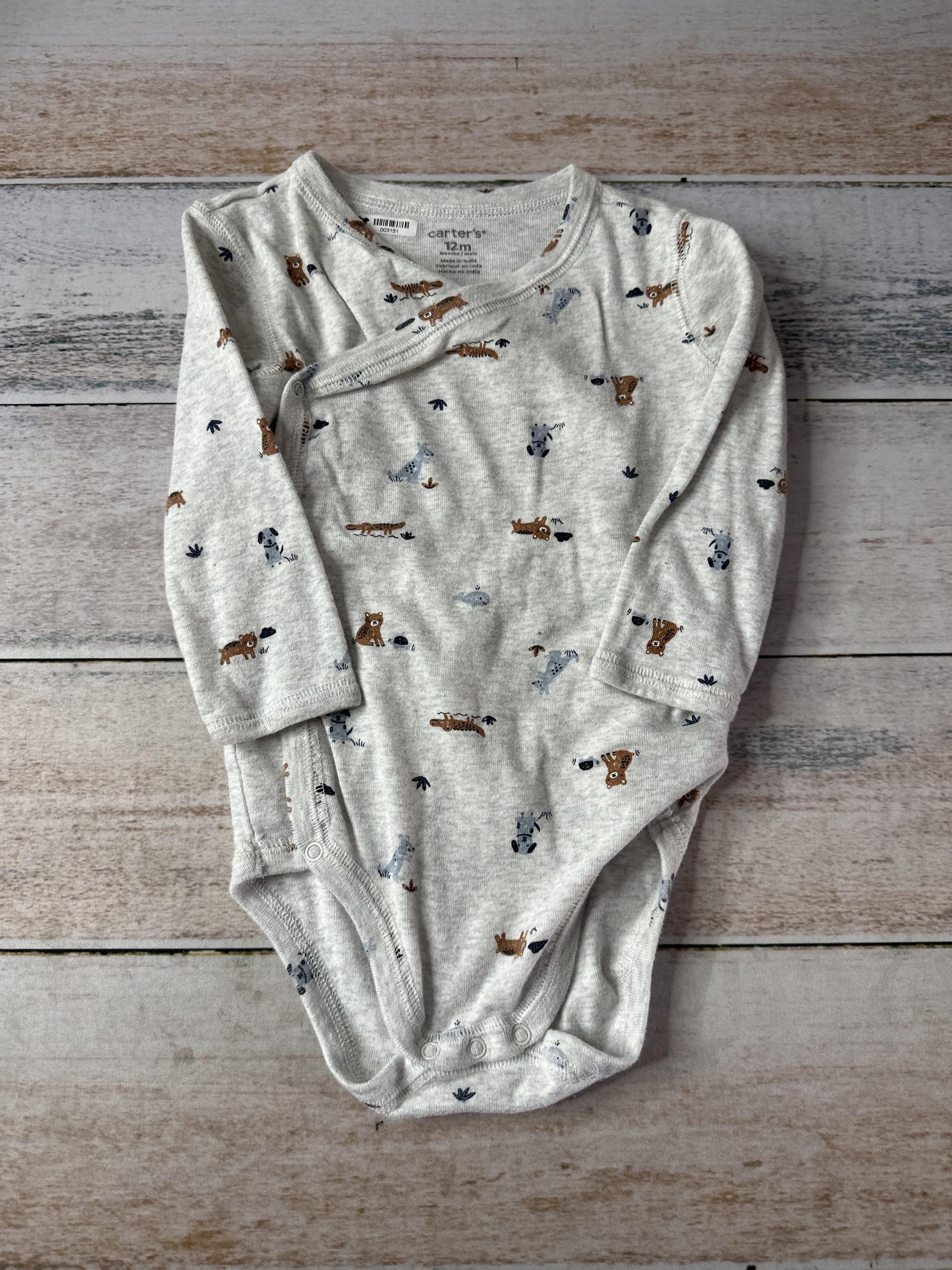 Carters Boys Grey Onesie Size: 12M Grey