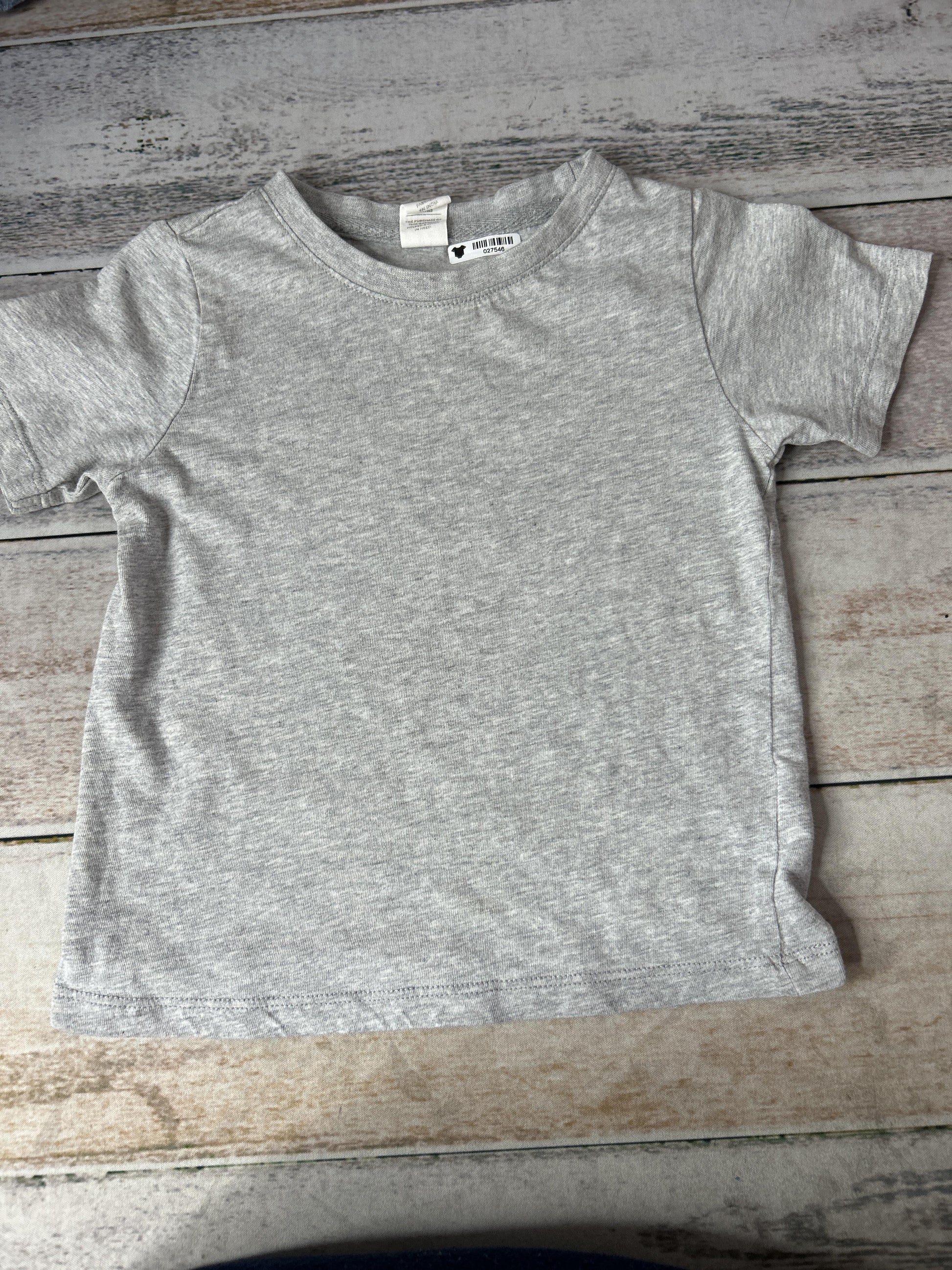 Unisex Grey Short Sleeve Shirt Size: 2T Grey