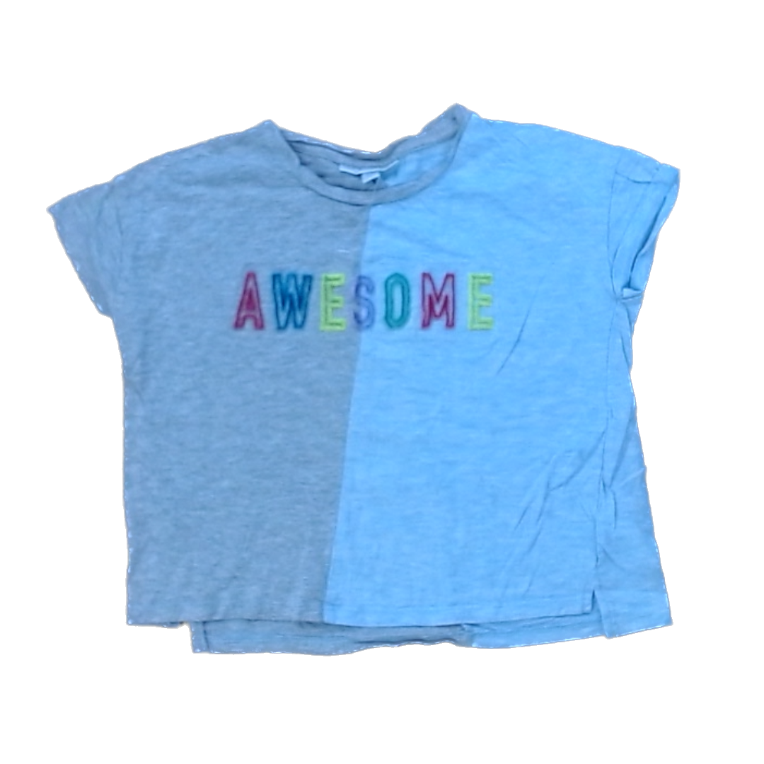Rockets Of Awesome Girls Half Blue Half Gray | Awesome Short Sleeve Shirt Size: 7 Years Half Blue Half Gray | Awesome