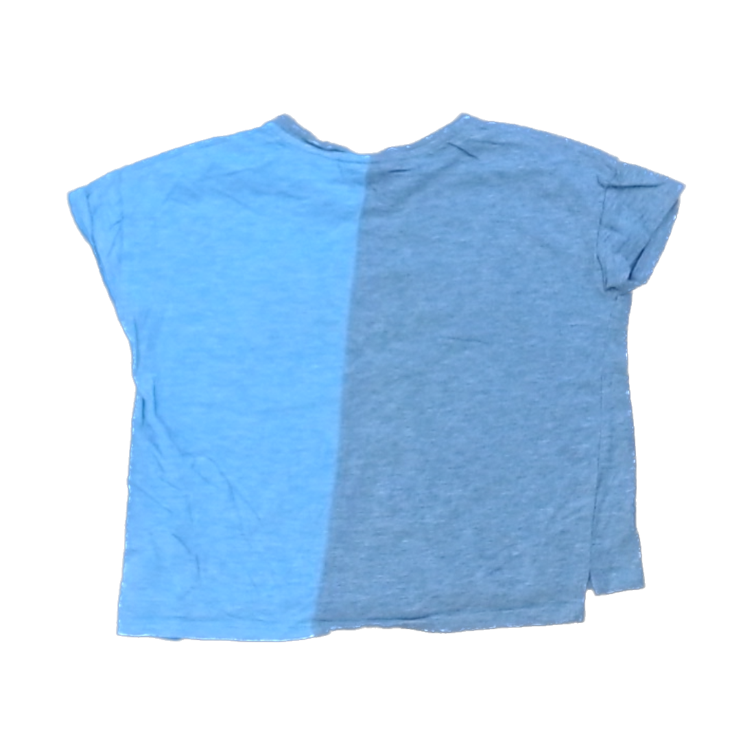 Rockets Of Awesome Girls Half Blue Half Gray | Awesome Short Sleeve Shirt Size: 7 Years Half Blue Half Gray | Awesome