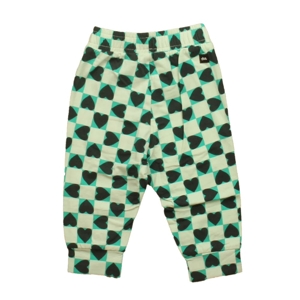 Tea Girls Heart Checkerboard Leggings Size: 3-6 Months