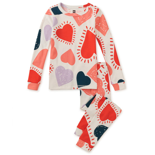 Tea Collection Girls Heartburst 2-piece Pajamas Size: 14 Years Heartburst