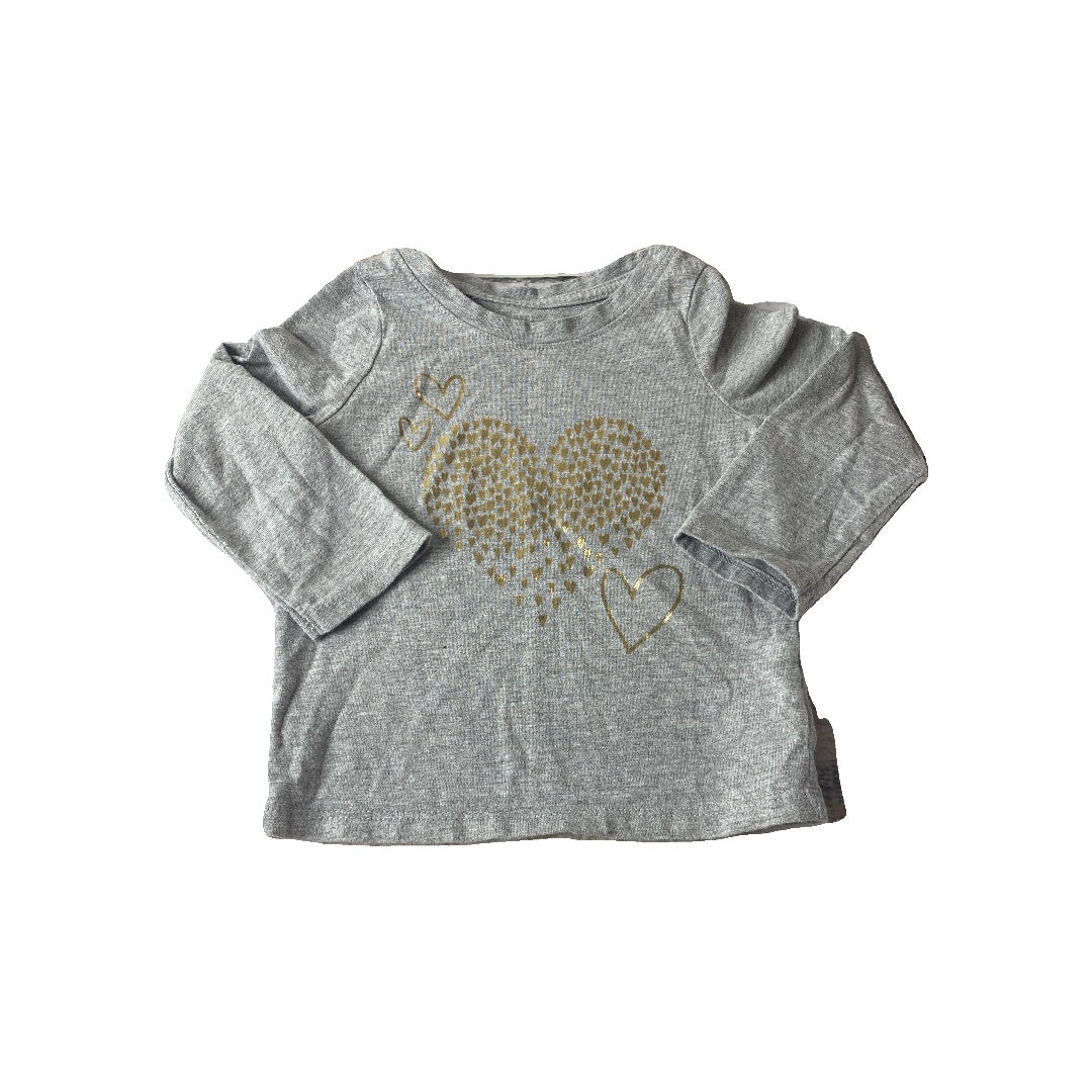 Cat & Jack Girls Hearts | Grey Long Sleeve T-Shirt Size: 12M Hearts | Grey