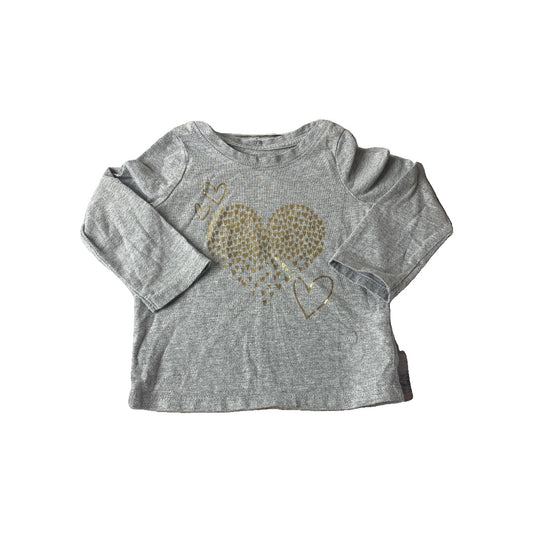 Cat & Jack Girls Hearts | Grey Long Sleeve T-Shirt Size: 12M Hearts | Grey