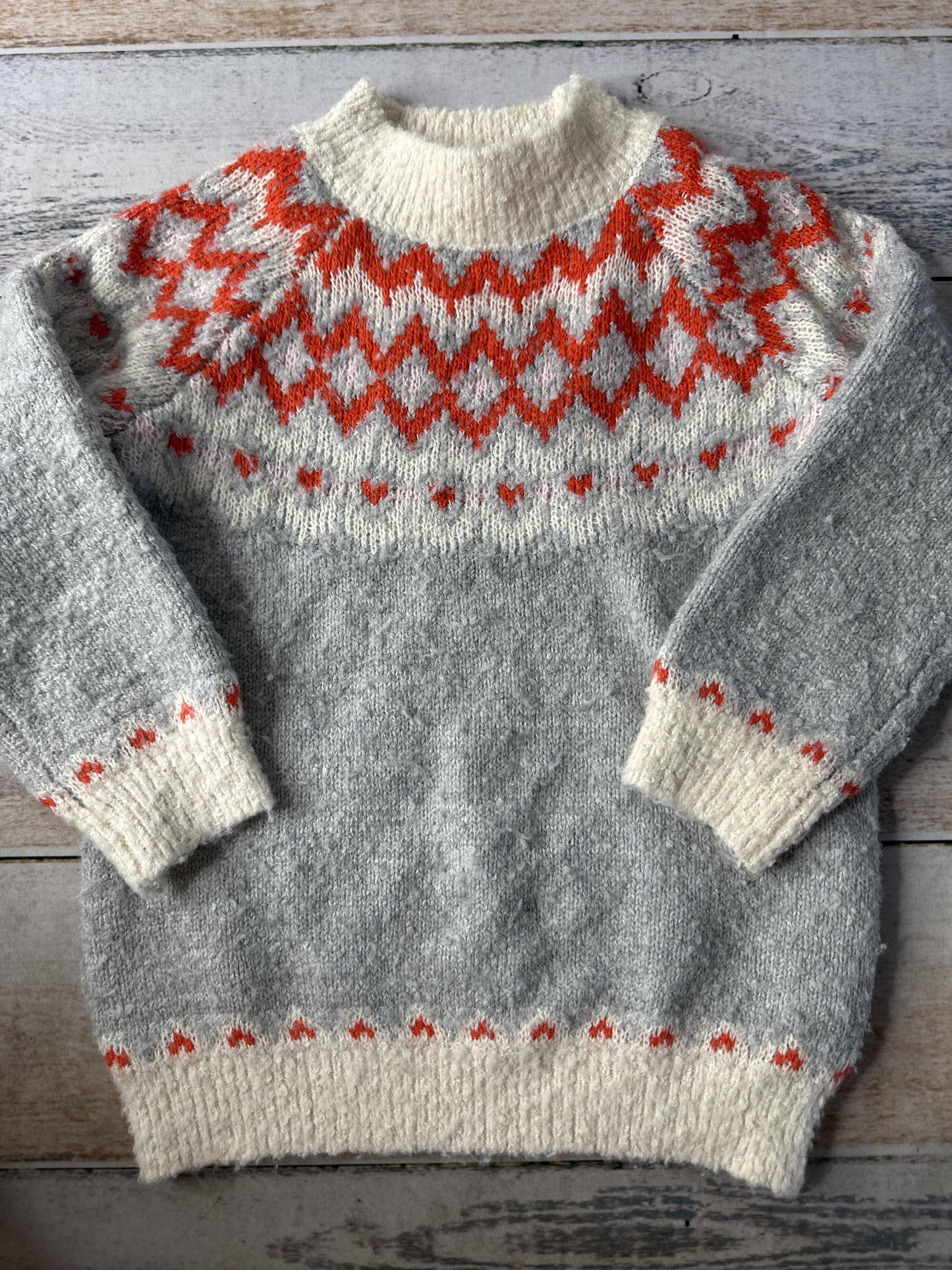 Cat & Jack Girls Hearts | pink | Grey Sweater Size: 4T Hearts | pink | Grey