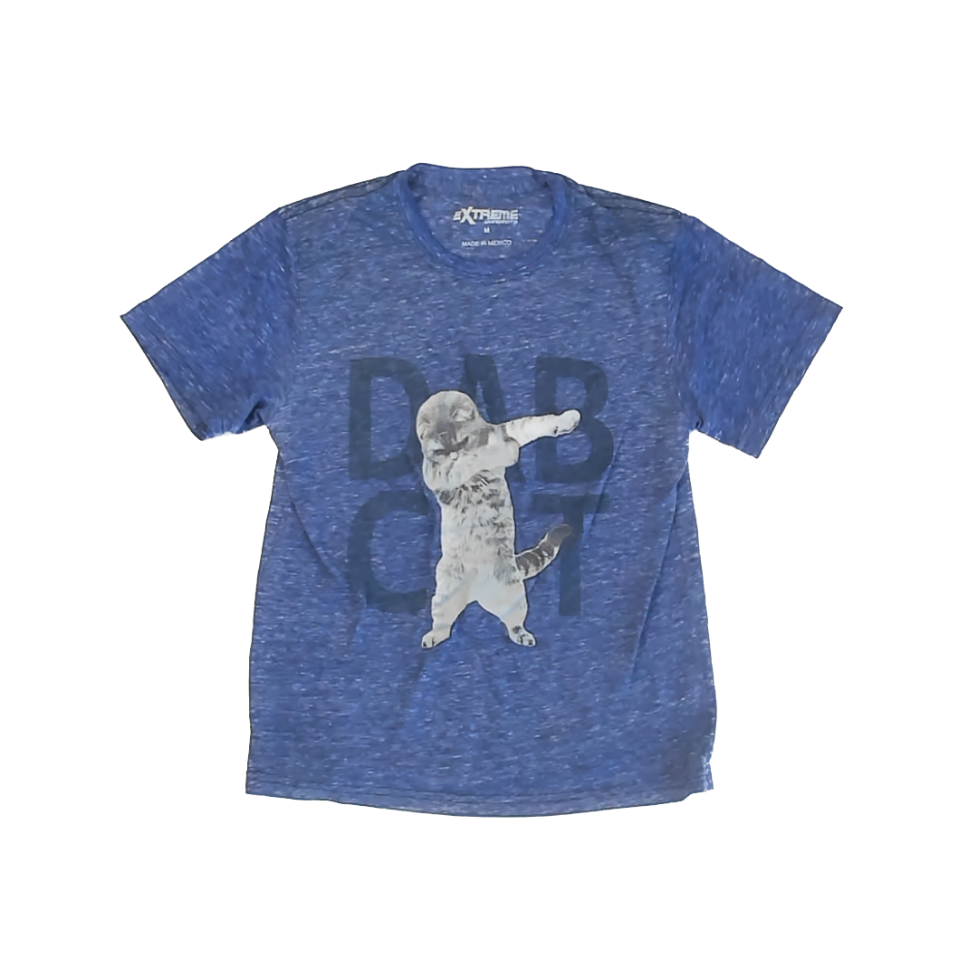 Extreme Concepts Boys Heather Blue "Dab Cat" T-Shirt Size: 12 Years Heather Blue "Dab Cat"