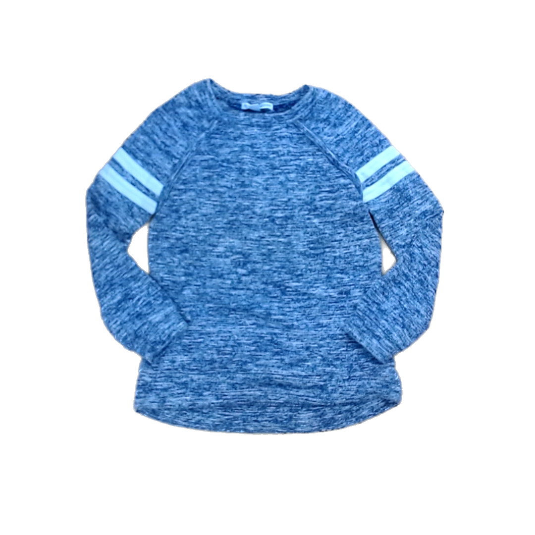 Rockets Of Awesome Boys Heather Blue | White Arm Stripes Long Sleeve Shirt Size: 4T Heather Blue | White Arm Stripes