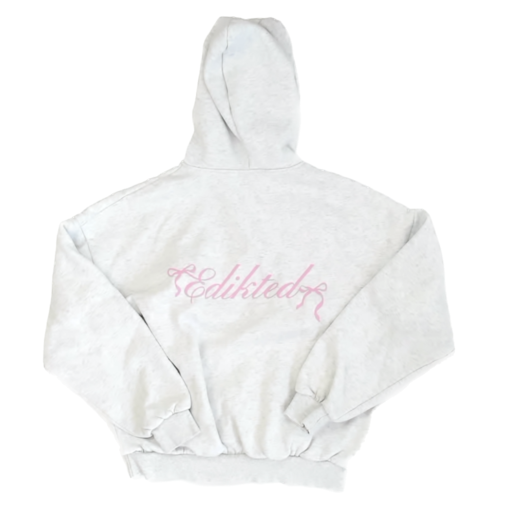 Edikted Girls Heather Grey | Pink Hoodie Size: Small Heather Grey | Pink