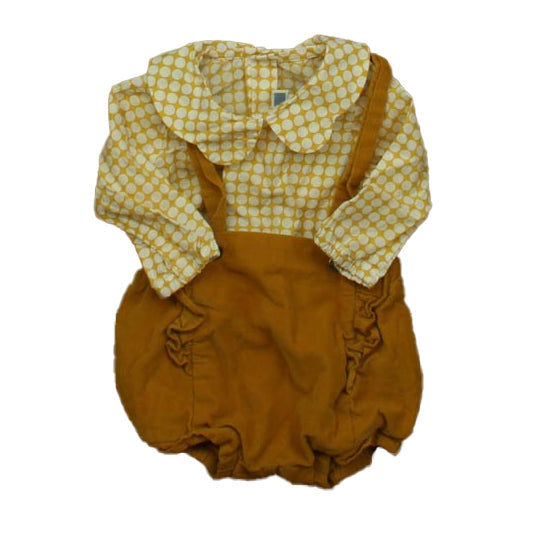 Jacadi Girls Honey | Ivory Romper Size: 3 Months Honey | Ivory