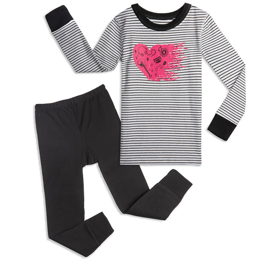 Mightly Girls I Love Rock n Roll 2-piece Pajamas Size: 2-5T I Love Rock n Roll