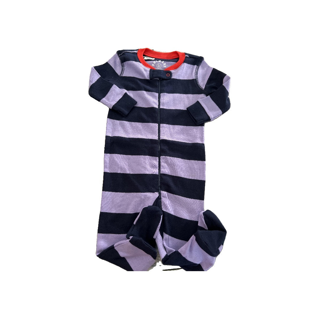 Primary Unisex Indigo | Navy Blue | Stripe Pajamas Size: 3-6 months Indigo | Navy Blue | Stripe