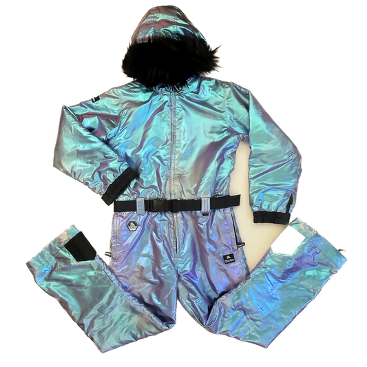 Tipsyelves Girls Iridescent Blue & Purple Snowsuit Size: XL Iridescent Blue & Purple