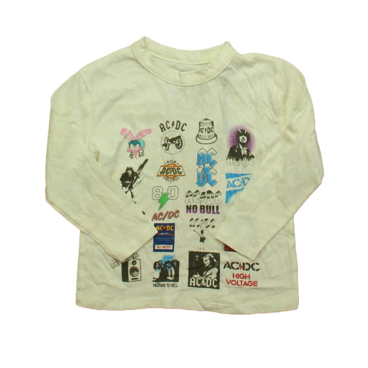 Chaser Boys Ivory AC DC Long Sleeve T-Shirt Size: 2T Ivory AC DC