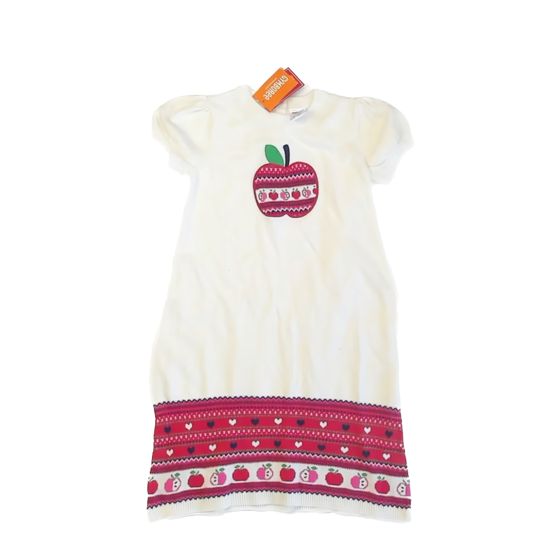 Gymboree Girls Ivory | Apple Sweater Dress Size: 5T Ivory | Apple