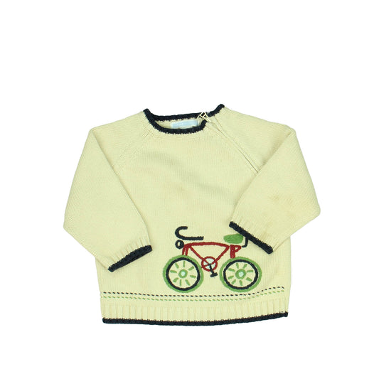 Janie and Jack Boys Ivory Bike Sweater Size: 12-18 Months Ivory Bike